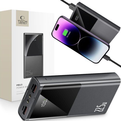TECH-PROTECT PB13-22.5W POWER BANK 20000MAH SIVA, (5000087138) Slike