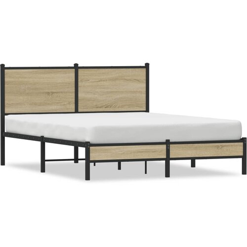 VidaXL Metalni okvir kreveta s uzglavljem boja hrasta sonome 140x190cm Slike