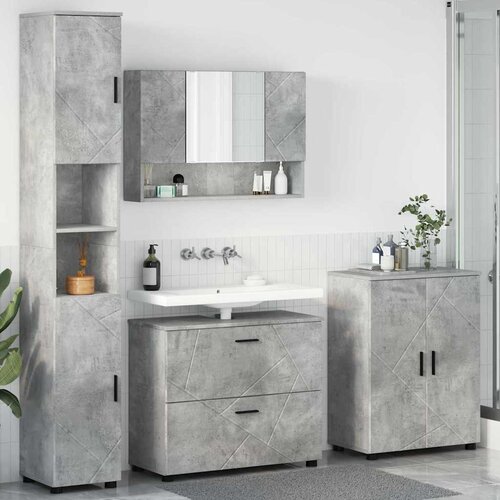 vidaXL Komplet pohištva za kopalnico s predalom 4 pcs Betonsko siva Cene