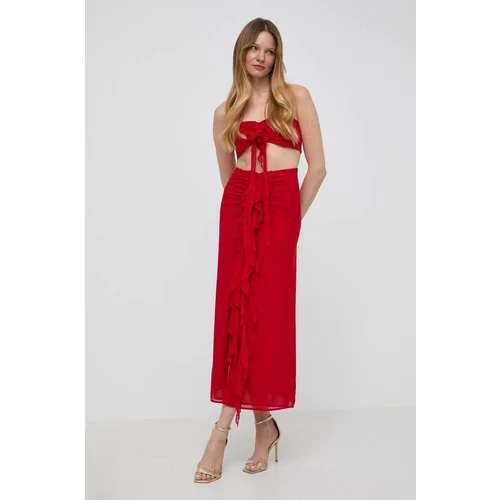 Bardot Suknja boja: crvena, midi, ravna