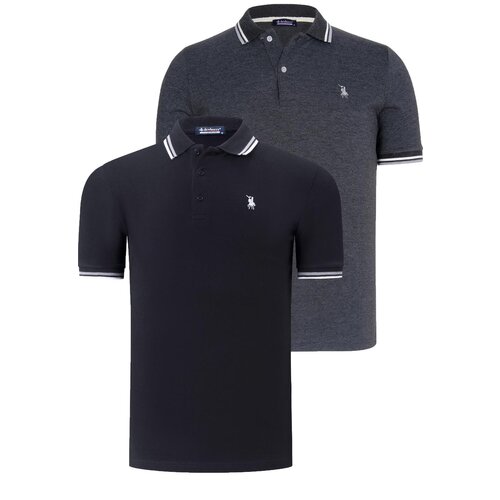 Dewberry DUAL SET T8594 MENS T-SHIRT-BLACK-ANTHRACITE Cene