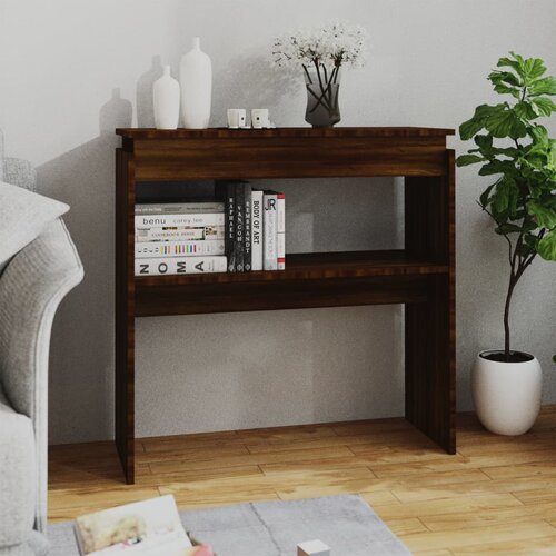 The Living Store Konzolna mizica rjavi hrast 80x30x80 cm konstruiran les - Konzolna Mizica, (21663647) Slike