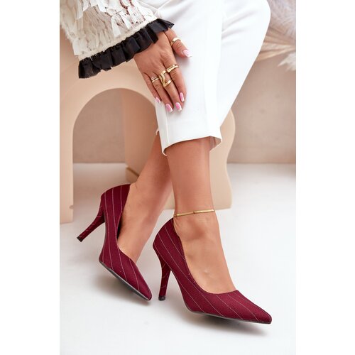PG2 Fabric women's heels in striped burgundy Tifidra Cijene