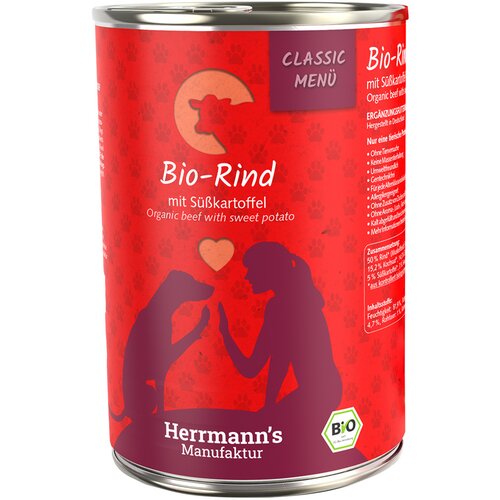 Herrmanns Varčno pakiranje Herrmann's Classic Bio-Menu 12 x 400 g - Bio govedina z bio sladkim krompirjem Cene