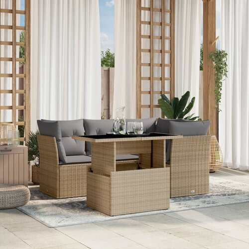 vidaXL 5-dijelni vrtni set sofa s jastucima bež od poliratana Cijene