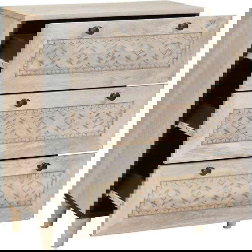 vidaXL Strani šal s predalom Bela 60 x 33 x 75 cm trden mangov les Cene