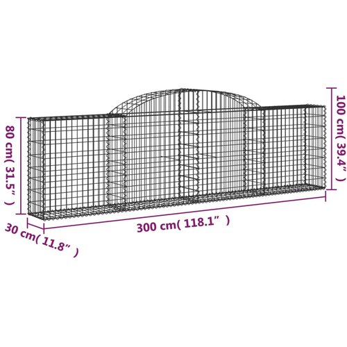  Lučne gabionske ko&amp;scaron;are 11 kom 300x30x80/100cm pocinčano željezo Slike