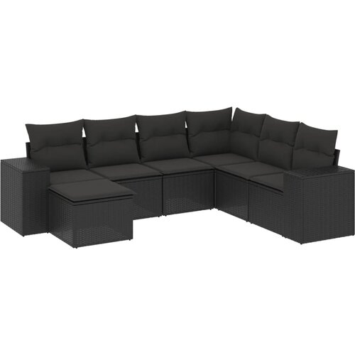 Maison Chic Seti vrtnega pohištva - Vrtna garnitura - Vrtni pohištvo set 7-delna z blazinami črn poli ratan, (21803033) Cene