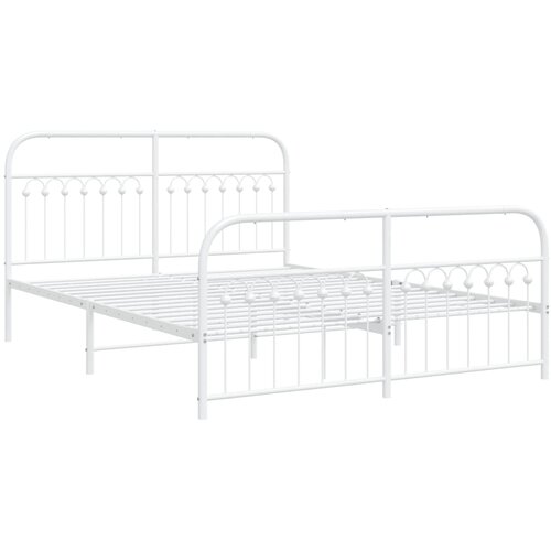 VidaXL Metalni okvir kreveta uzglavlje i podnožje bijeli 150 x 200 cm Slike