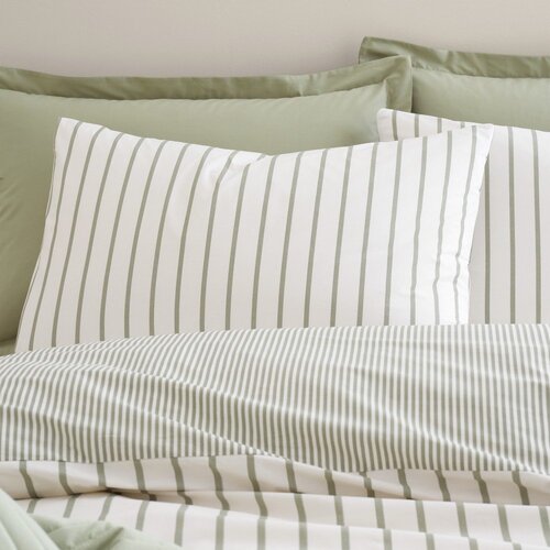 Bianca Zelena/krem pamučna posteljina za krevet za jednu osobu 135x200 cm Hampton Stripe &amp;ndash; Slike