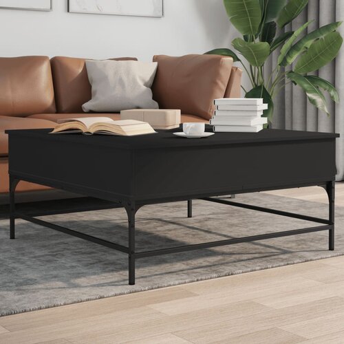 VidaXL Klubska mizica črna 95x95x45 cm inženirski les in kovina Slike