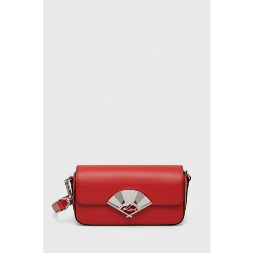Karl Lagerfeld Usnjena torbica rdeča barva