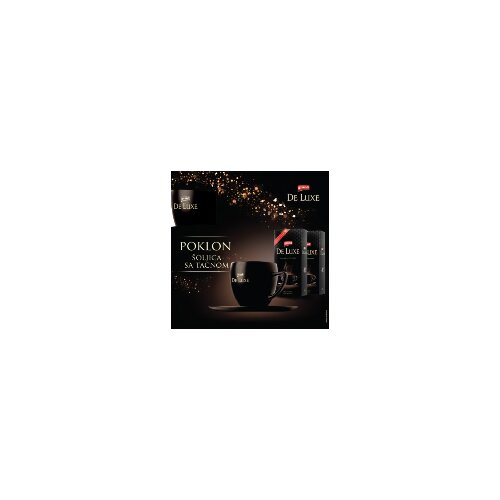 Grand de luxe mlevena kafa 2x200g + poklon šoljica sa tacnom Slike