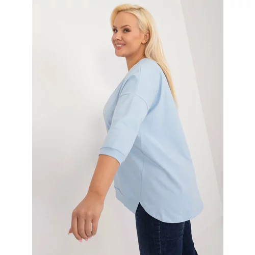 Fashion Hunters A light blue plus-size blouse with slits