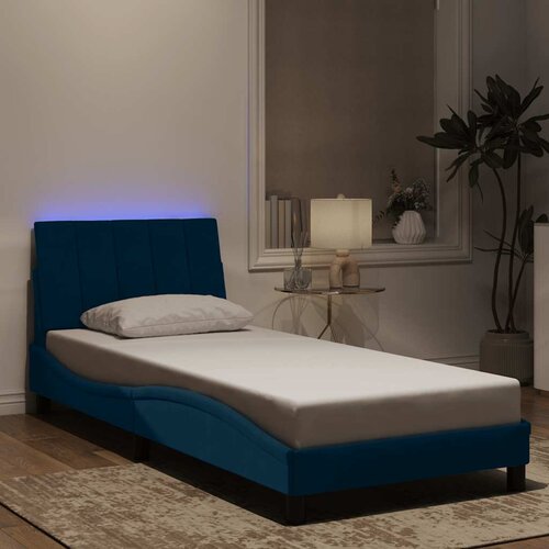  Okvir kreveta s LED-om bez madraca Hanko plavi 80 x 200 cm baršunasti Cene