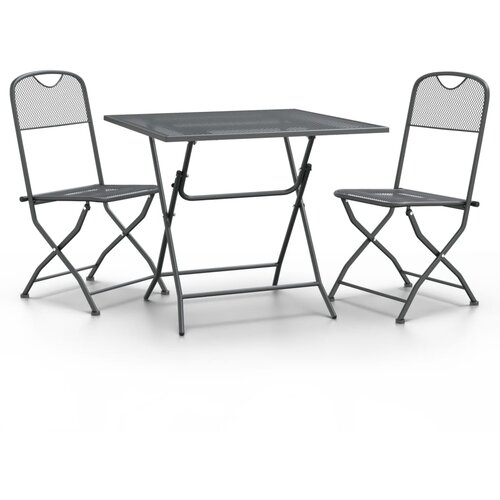  3-dijelni vrtni blagovaonski set ekspandirani metal antracit Antracitno siva Dužina stola 60 cm Slike