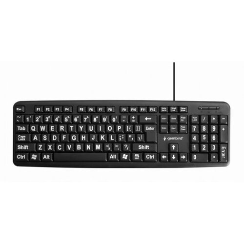 Gembird Tastatura sa velikim slovima, KB-US-103, Standard keyboard, USB, US layout, black Cijene