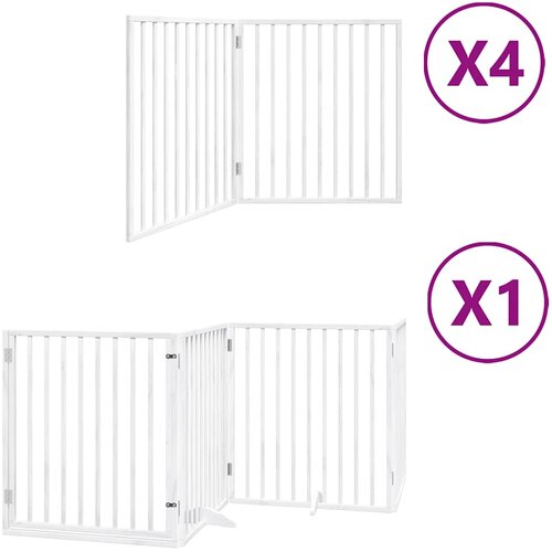  Vrata za pse s vrata&amp;scaron;cima 12 panela sklopiva 960 cm drvo topole Bijela 80 x 90 x 2 cm Slike