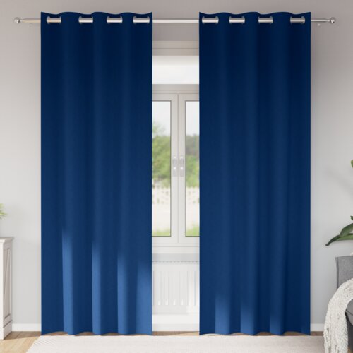 vidaXL Zavese z zavesami 2 pcs Temno modra 260 x 140 cm Poliester Cene