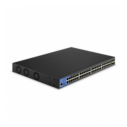 Linksys 48-portni upravljani PoE+ gigabitni switch + 4 SFP+ porta+ uplinkovi 740W TAA kompatibilan - crni Slike