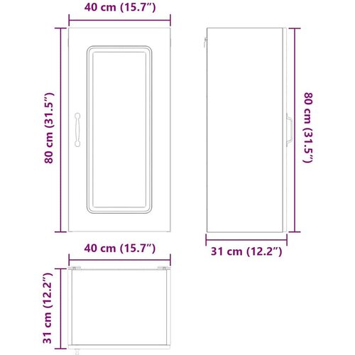 VidaXL Zidni kuhinjski ormarić s policom Betonski sivi 40 x 31 x 80 cm Slike