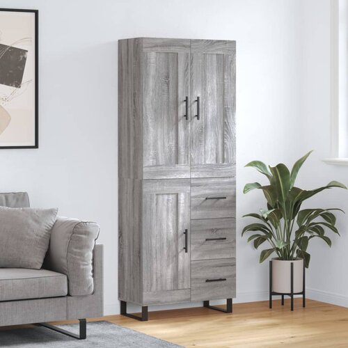 VidaXL Visoka komoda siva sonoma 69,5x34x180 cm inženirski les Slike