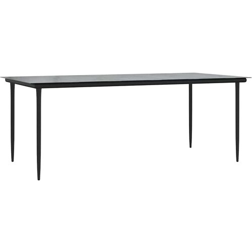  7-dijelni vrtni blagovaonski set od PVC ratana crni Crna Dužina stola 200 cm Slike