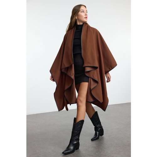 Trendyol Brown Oversize Soft Texture Poncho Coat Slike