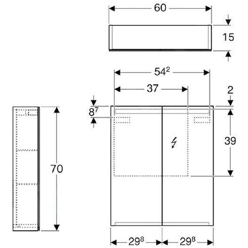 Geberit ogledalo sa ormarićem i osvet. 600x700x150 option 500.582.00.1 Slike
