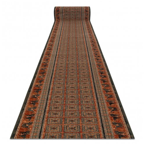 RugsX Volnena tekač KASHQAI 4301/501 orientalski, okvir zelena / oranžna 67 67x700 cm, (5000178953) Cene
