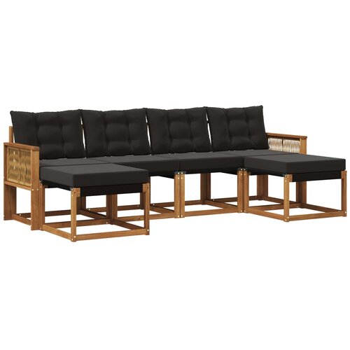 vidaXL Zunanja garnitura za sedenje z blazino 6 pcs Naravna in črna, (5000281957) Cene