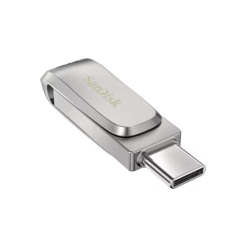 Sandisk USB C & USB DISK 512GB Ultra Dual LUXE, 3.1, srebrn, kovinski, branje do 150MB/s (SDDDC4-512G-G46)