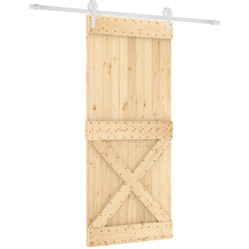 vidaXL Drsna vrata s kompletom vodil 90x210 cm trdna borovina, (20804578) Cene
