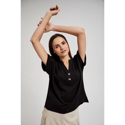 Moodo Women's T-shirt with buttons - black Cijene