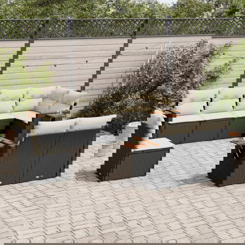 vidaXL 8-dijelni set vrtnih sofa od poliratana s jastucima crni Cijene