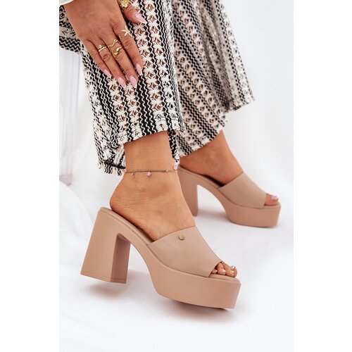 Boto Ladies Sandals Made Of Eco Leather On Heel And Platform Khaki Tamirella Slike