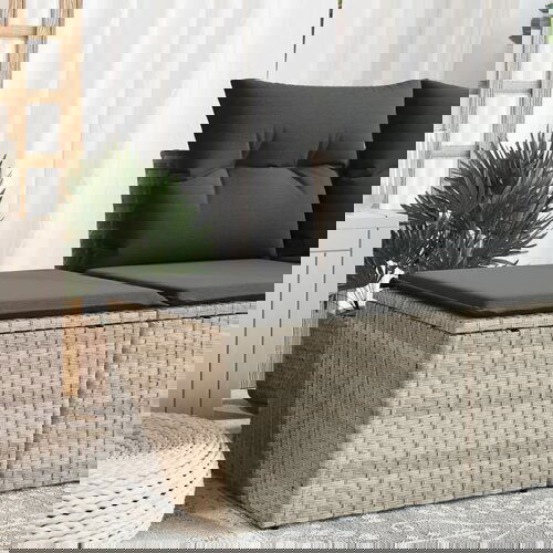 vidaXL Vrtni stolček z blazino svetlo siv 55x55x37 cm poli ratan Cene