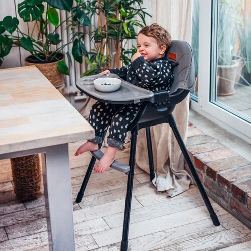 Momi stolica za hranjenje bebe flovi grey black, 6m+ Slike