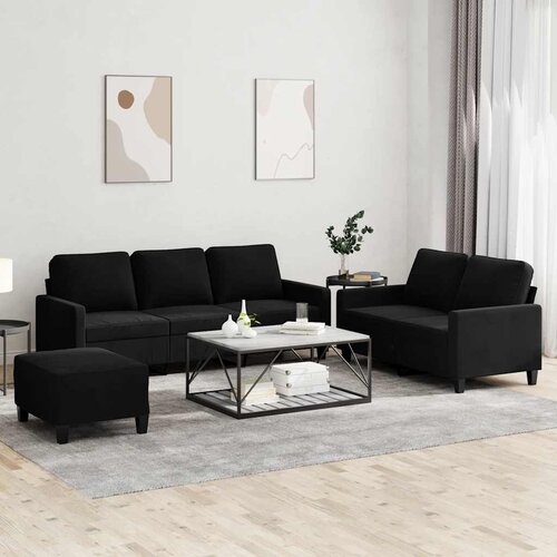  3-dijelni set sofa s jastucima crni bar&scaron;unasti Cijene