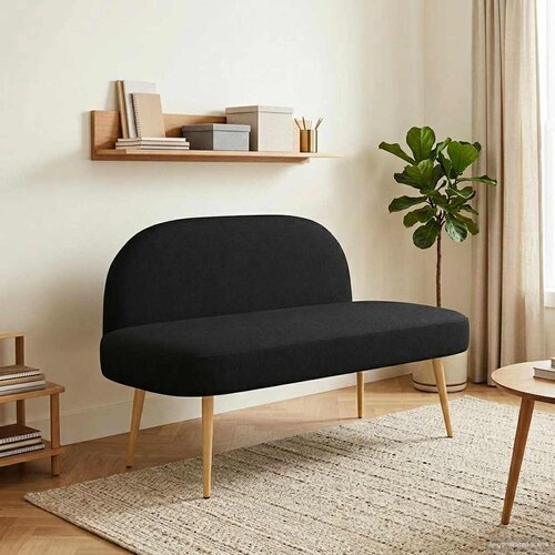  Oblikovana klupa s naslonjačem Crna 110 x 60 x 76 cm Poliester Cijene