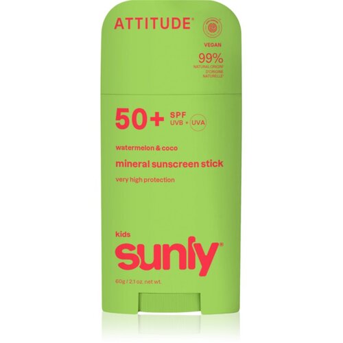 Attitude Sunly Kids Watermelon &amp;amp; Coco mineralna za&amp;scaron;titna krema za lice i tijelo u sticku SPF 50+ 60 g Slike
