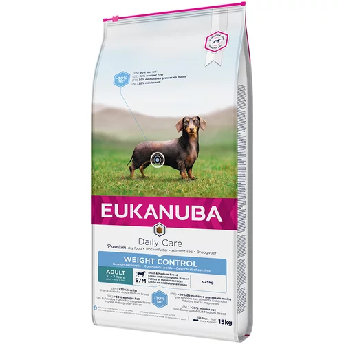 Eukanuba 10% popusta! 12 kg / 15 kg suha hrana za pse - Weight Control Small/Medium Adult Dog (15 kg)