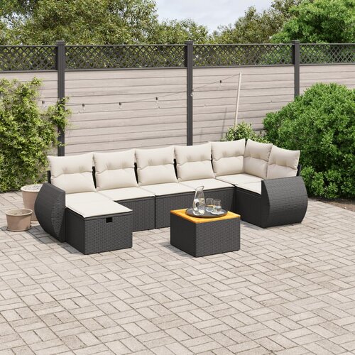 vidaXL 8-dijelni set vrtnih sofa od poliratana s jastucima crni Cijene
