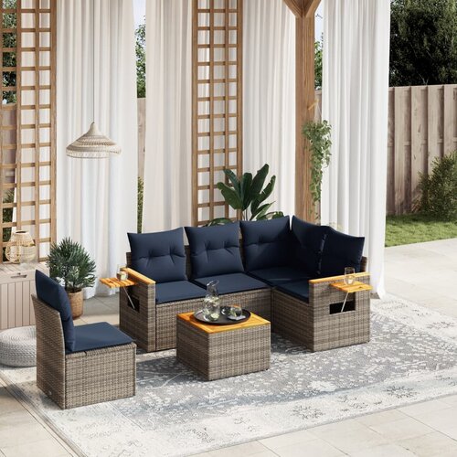 vidaXL 6-dijelni set vrtnih sofa od poliratana s jastucima sivi Cijene