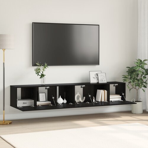 VidaXL set TV kabineta Crni hrast Konstruirano drvo Srednji TV kabinet Slike