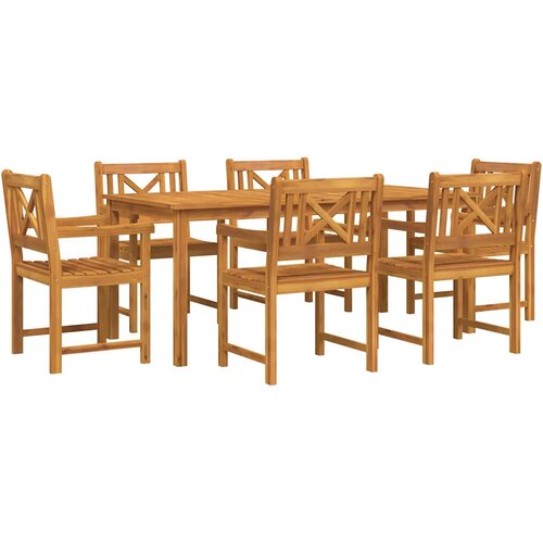  Vrtni set za objed 7 kom. 6-sjedala Smeđa Čvrsto drvo akacije 180 x 90 x 74 cm Slike