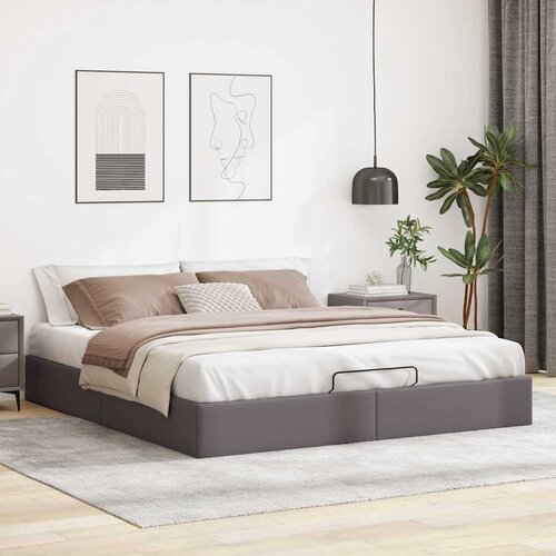 VidaXL Otomanski posteljni okvir brez vzmetnice siv 160x200 cm Slike