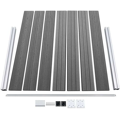VidaXL Set panela za ogradu WPC 526 x 146 cm sivi Slike