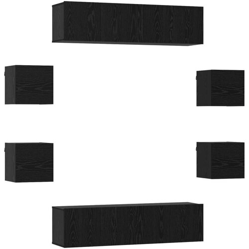  Set TV komoda 8 pcs 120 x 30 x 30 cm Crni hrast - Crni hrast 120 cm Slike