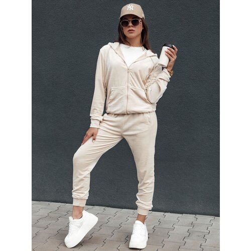 DStreet Komplet damski welurowy VELCOMFY ecru Slike